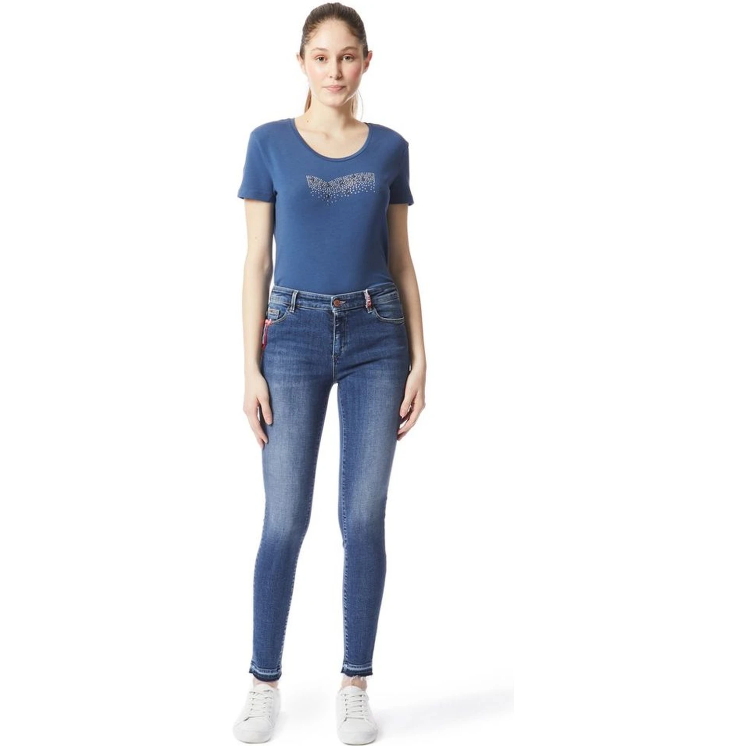 Blue Cotton Skinny Jeans