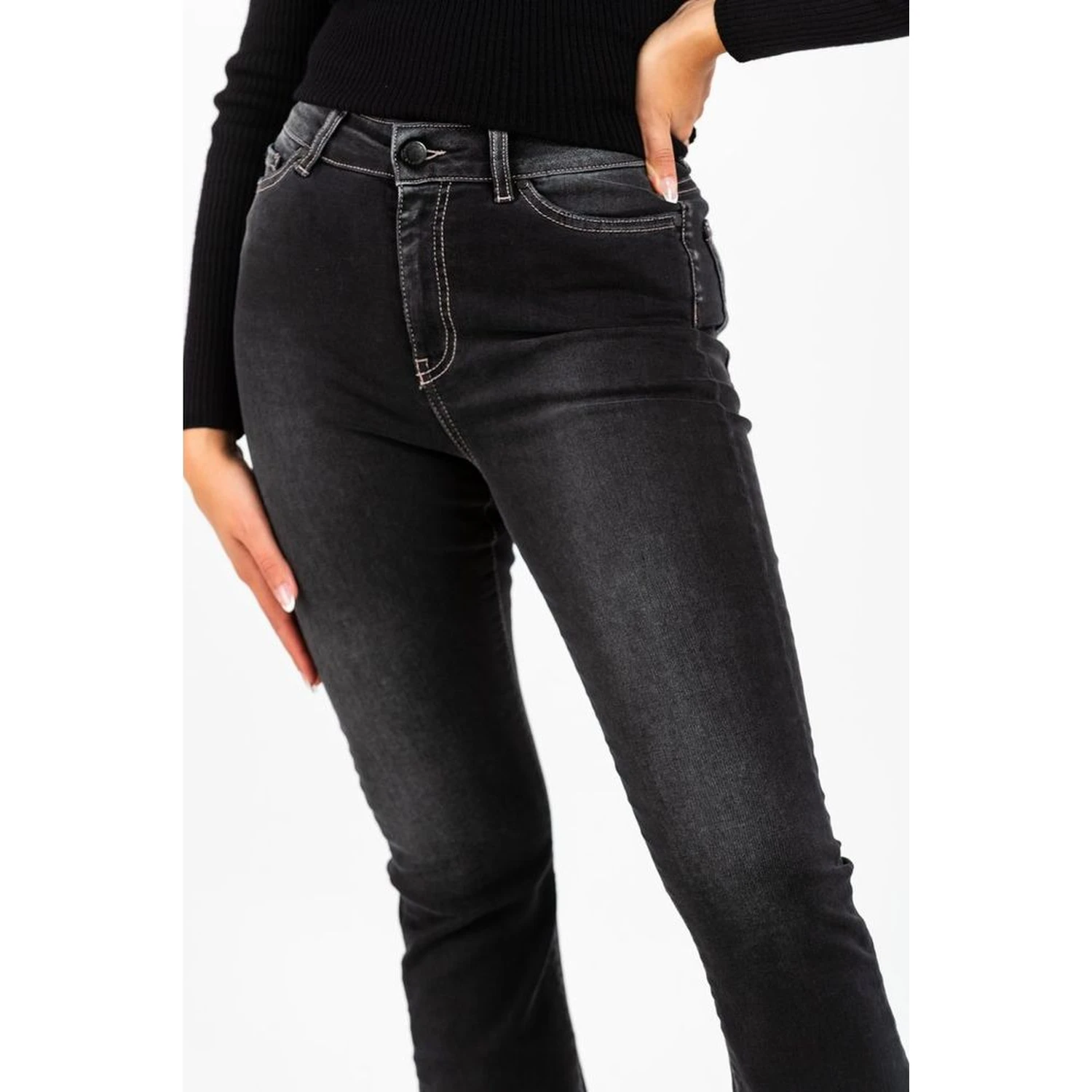 Gray Cotton Cropped Jeans