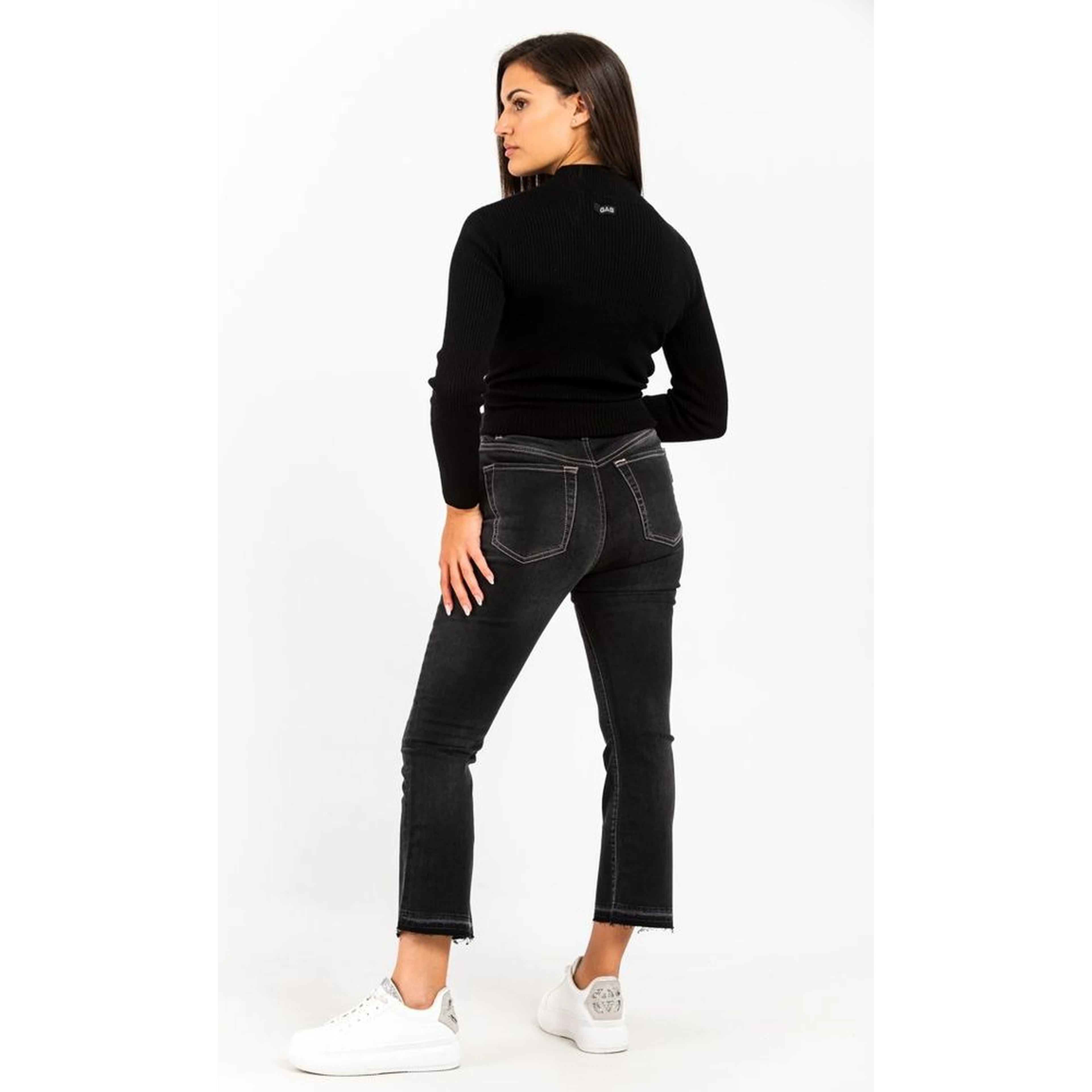 Gray Cotton Cropped Jeans