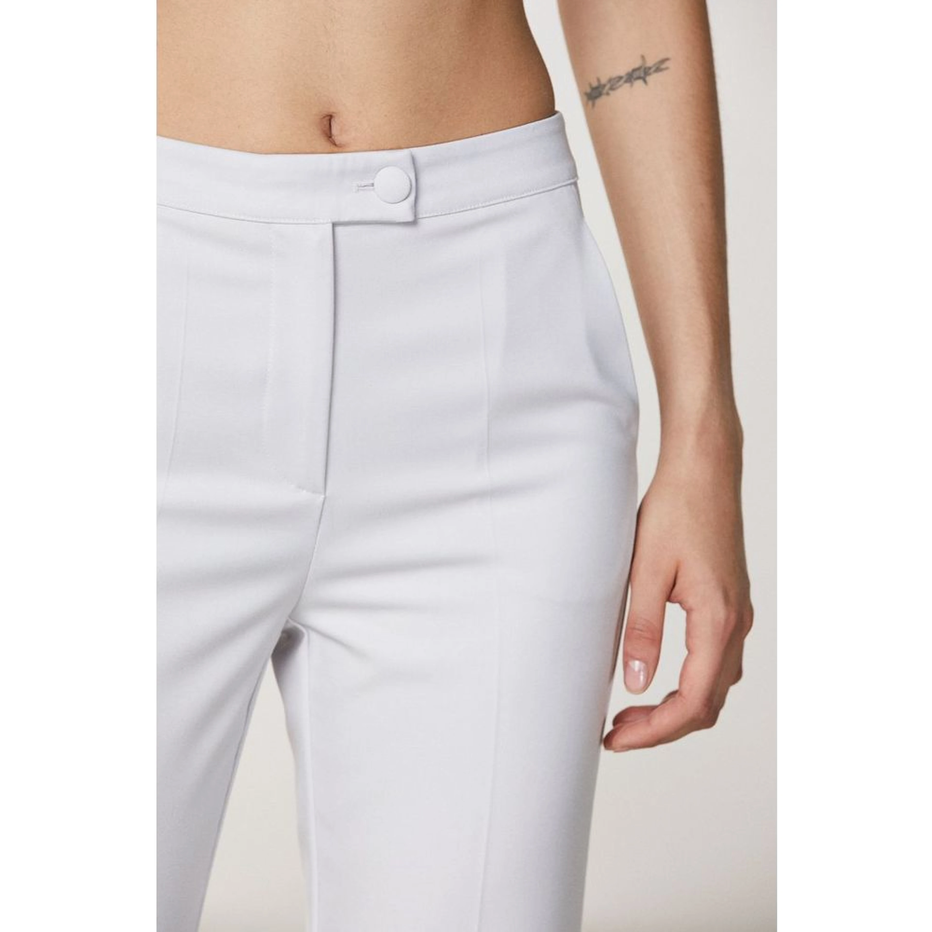 White Polyester Casual Pants