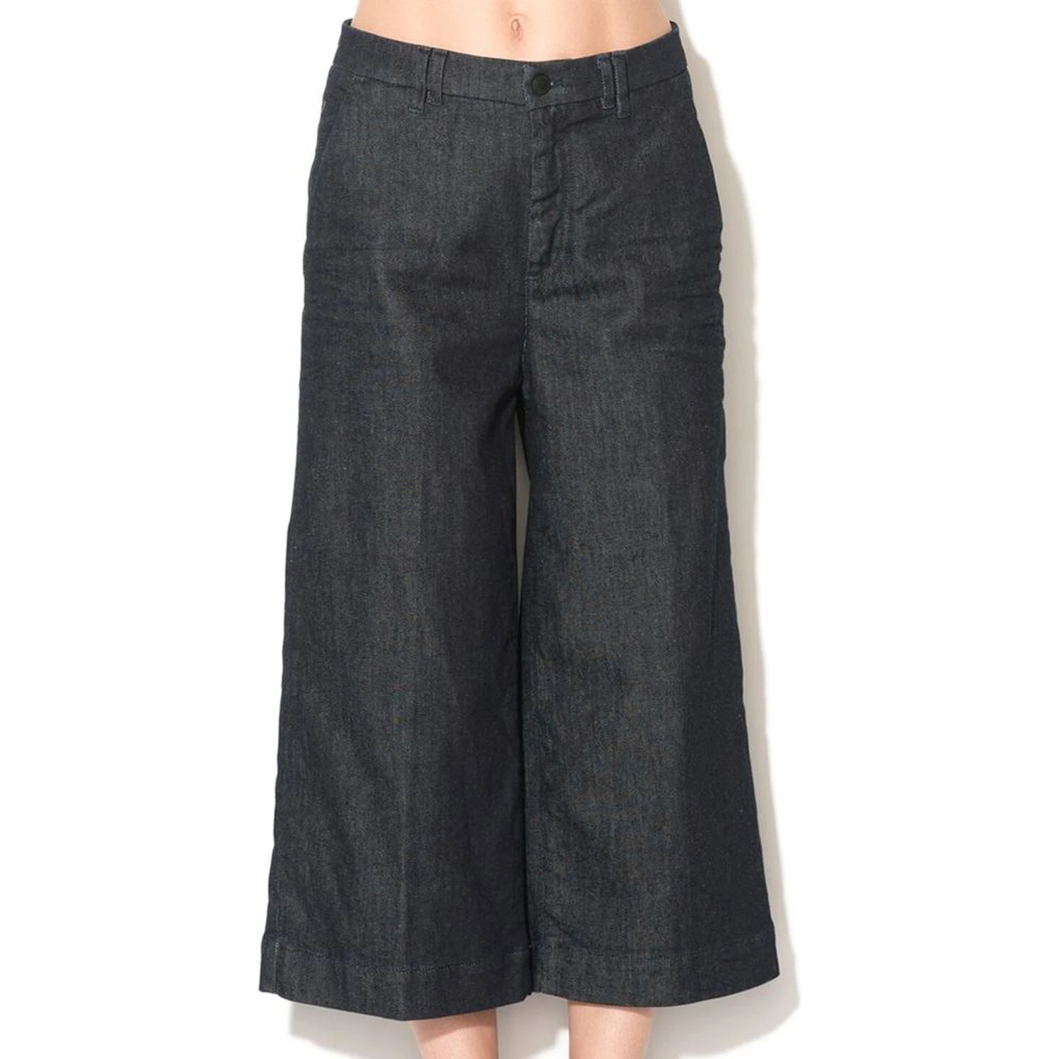 Blue Polyester Cropped Jeans