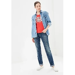 Blue Cotton Straight-Leg Jeans