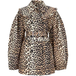 SHORT TRENCH COAT WITH LEOPARD PRINT