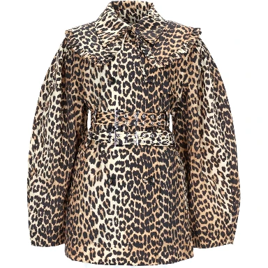 SHORT TRENCH COAT WITH LEOPARD PRINT