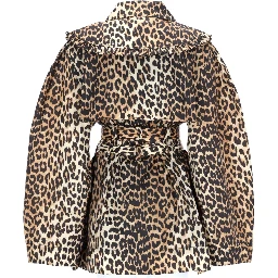 SHORT TRENCH COAT WITH LEOPARD PRINT