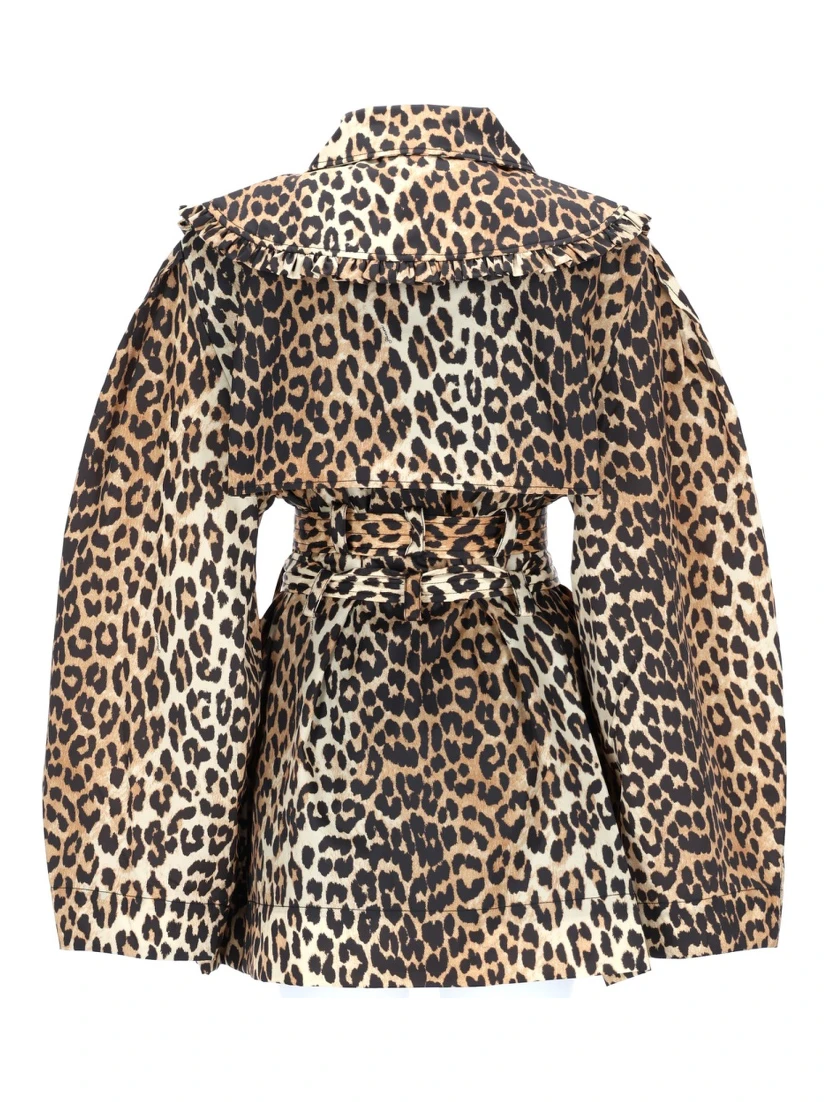 SHORT TRENCH COAT WITH LEOPARD PRINT