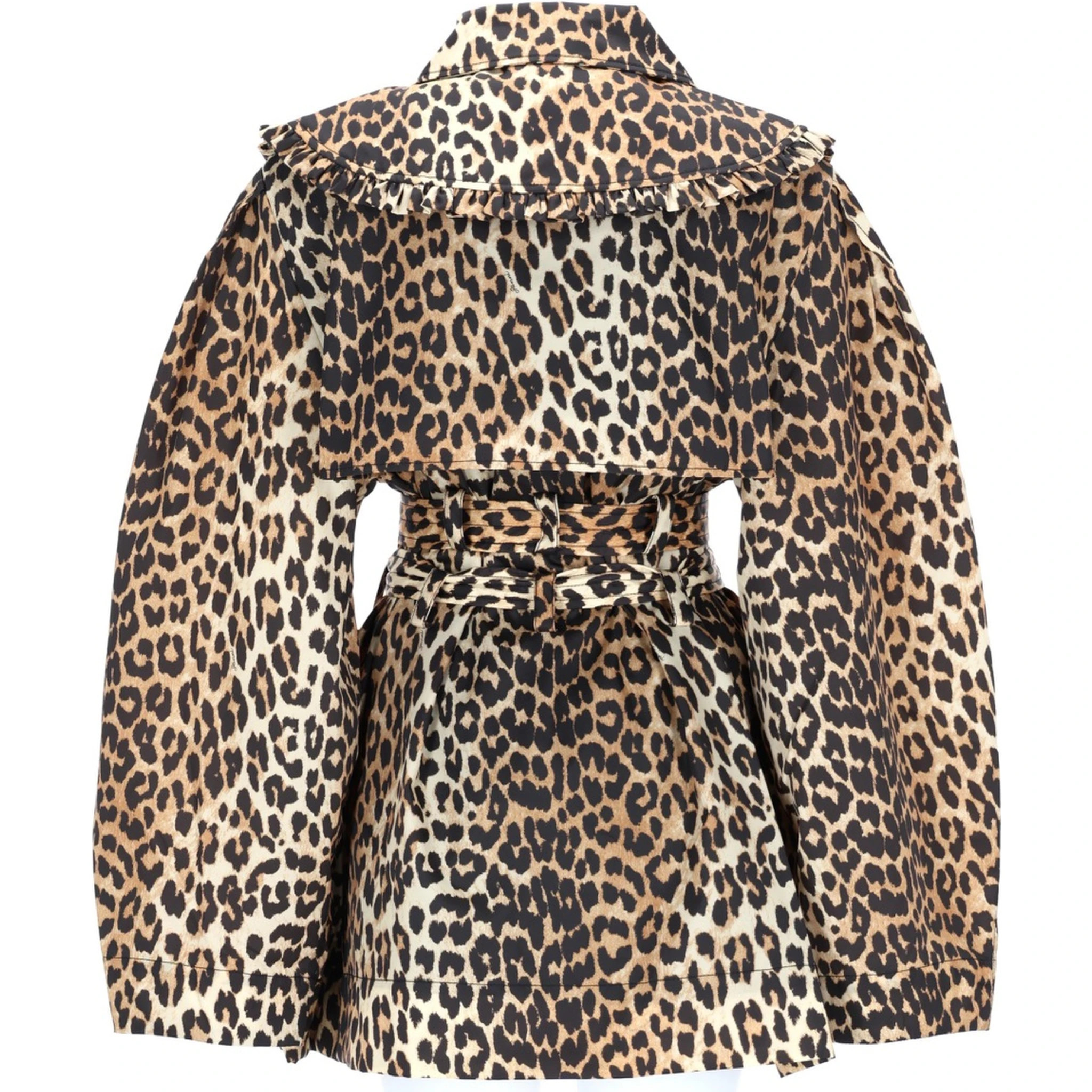 SHORT TRENCH COAT WITH LEOPARD PRINT