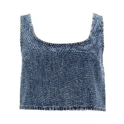 DENIM CROP TOP WITH RHINESTONES