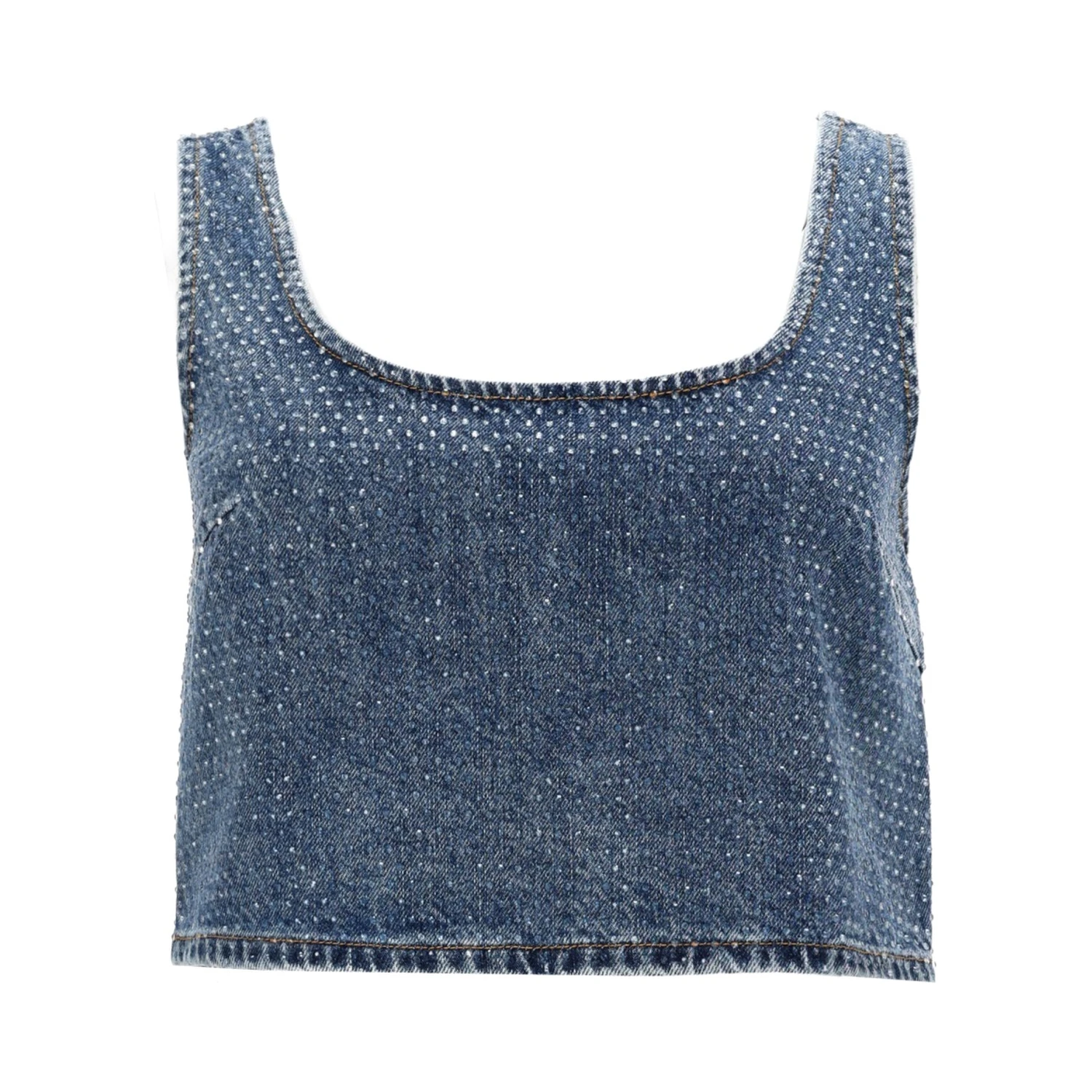 DENIM CROP TOP WITH RHINESTONES