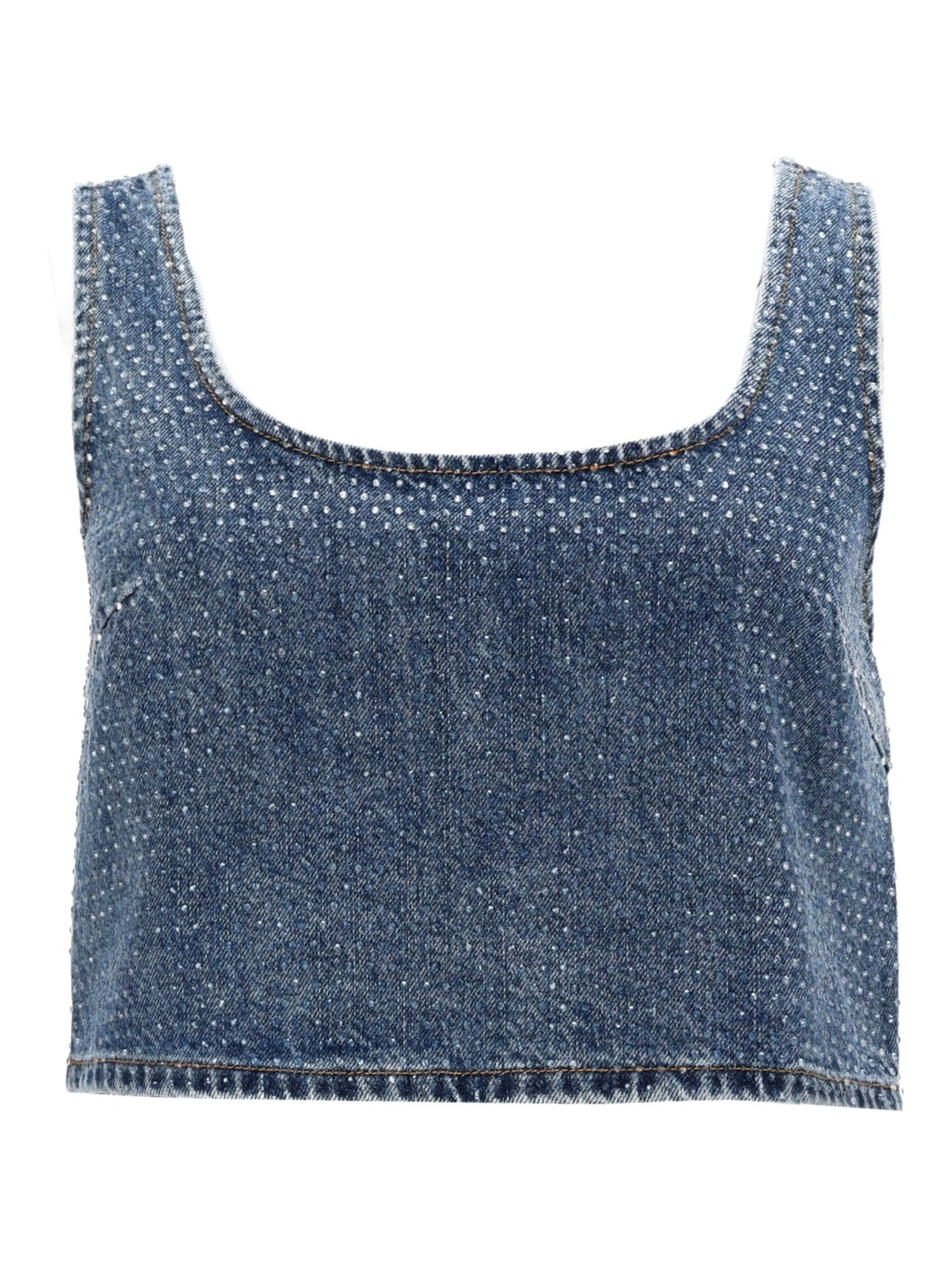 DENIM CROP TOP WITH RHINESTONES