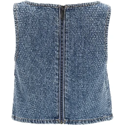 DENIM CROP TOP WITH RHINESTONES