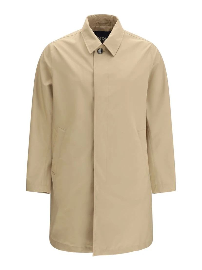 Beige Polyester Trench Coat