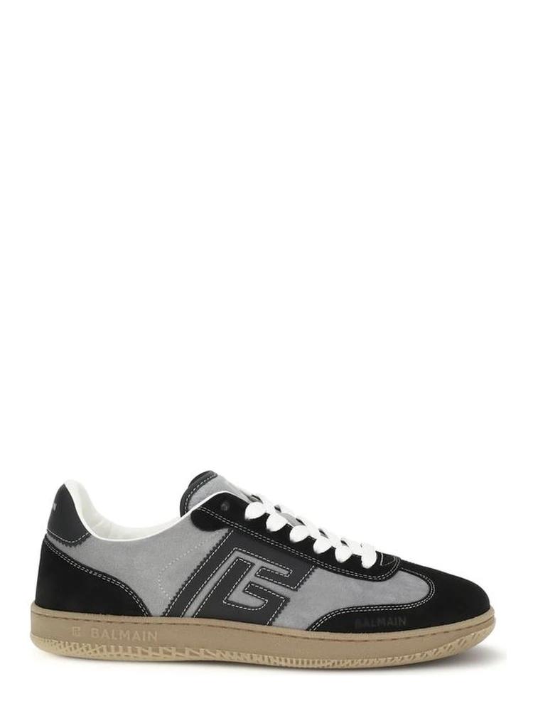 Gray Calf Leather Bos Taurus Low Top Sneakers