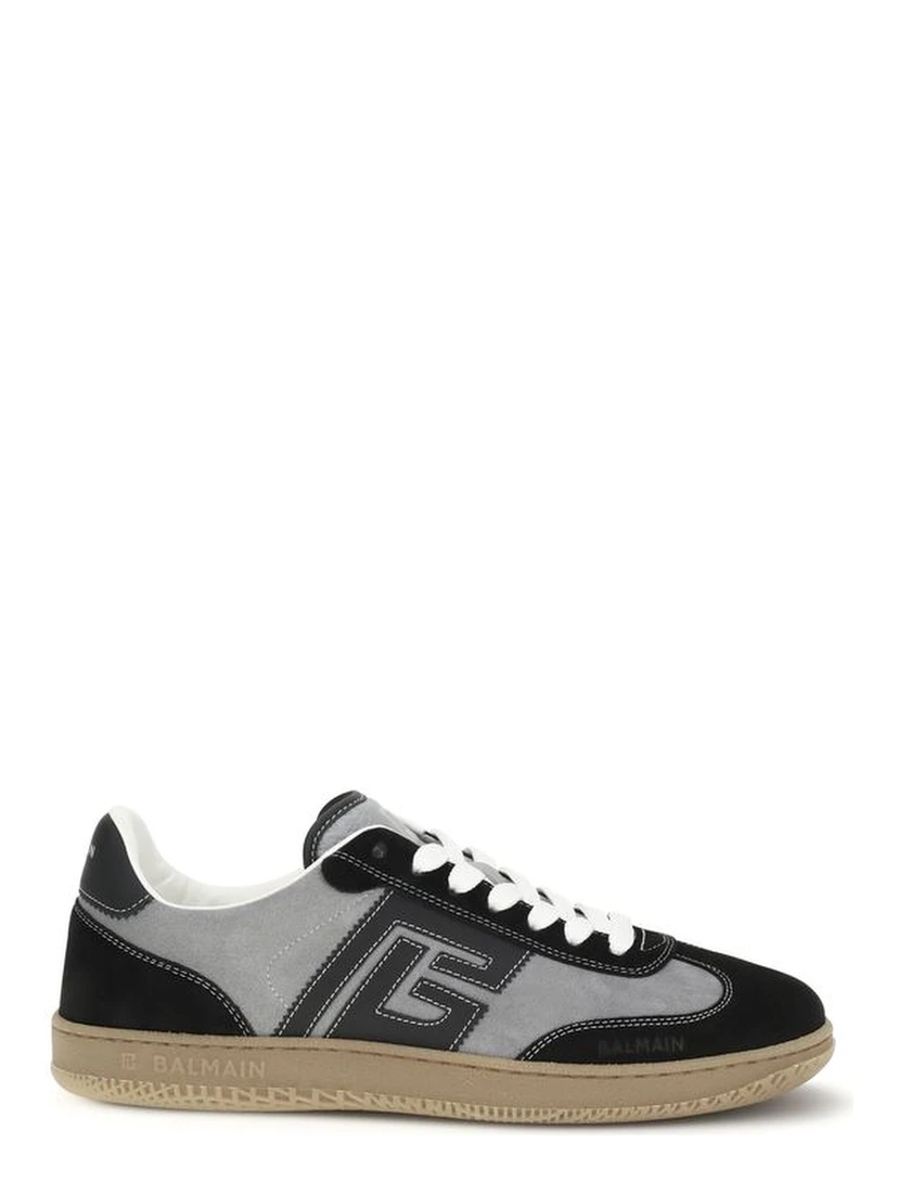 Gray Calf Leather Bos Taurus Low Top Sneakers