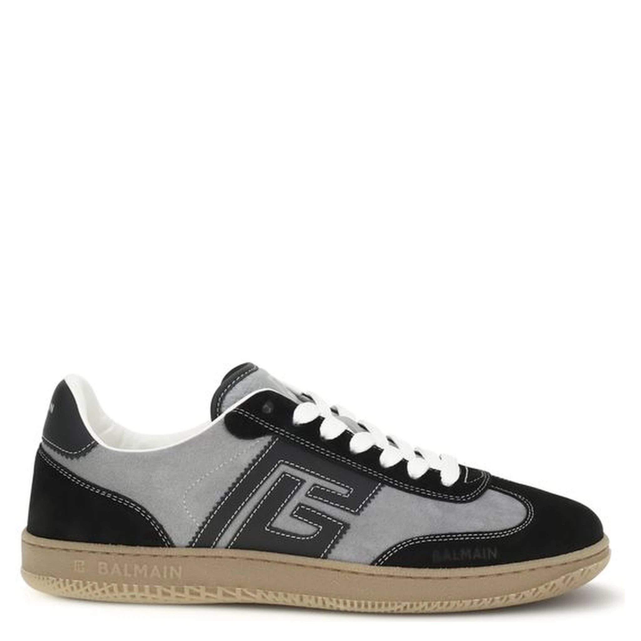 Gray Calf Leather Bos Taurus Low Top Sneakers