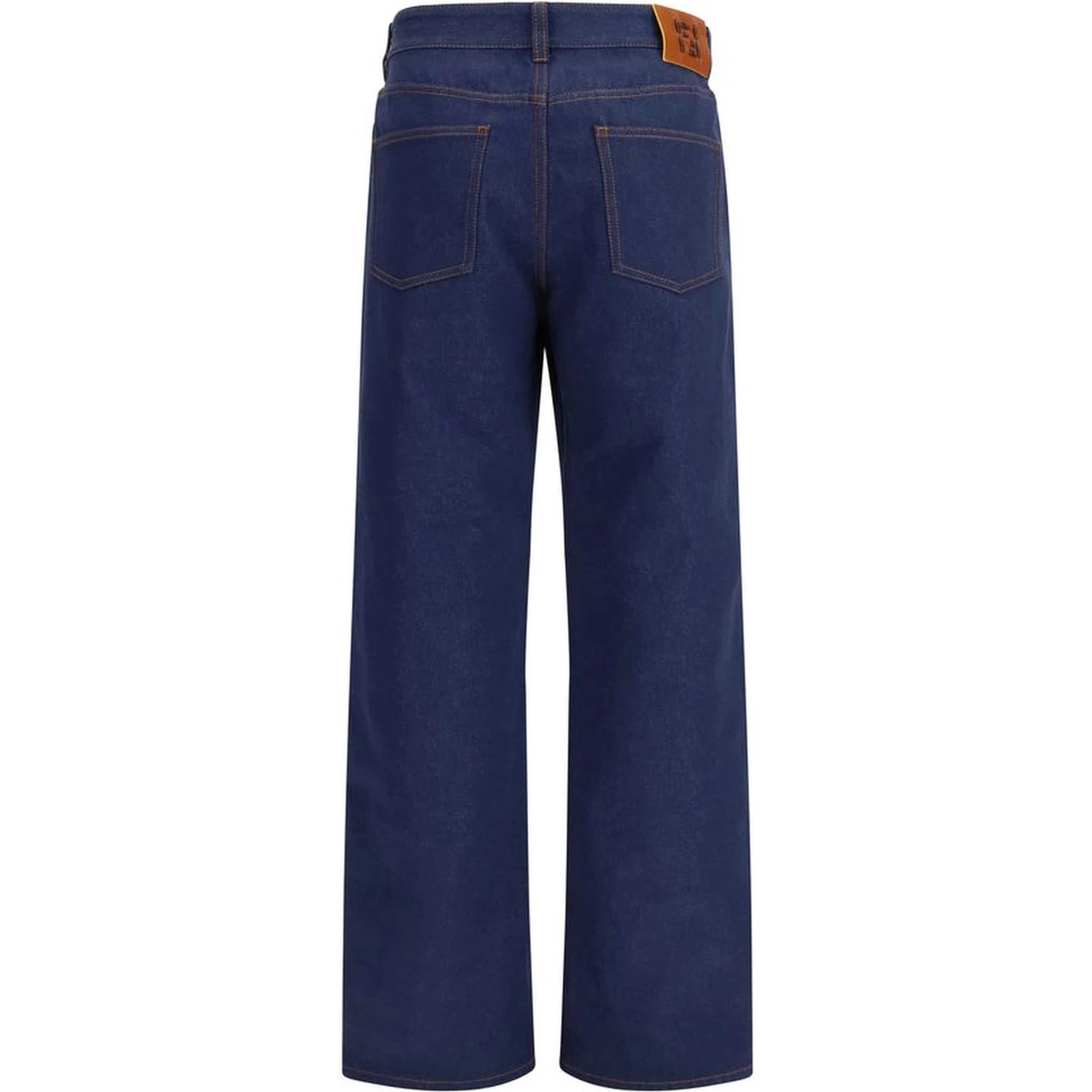 Blue Cotton Straight-Leg Jeans