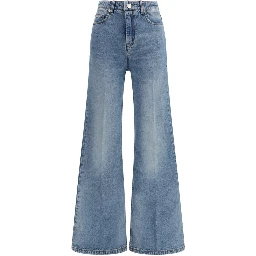 Blue Cotton Flared Jeans
