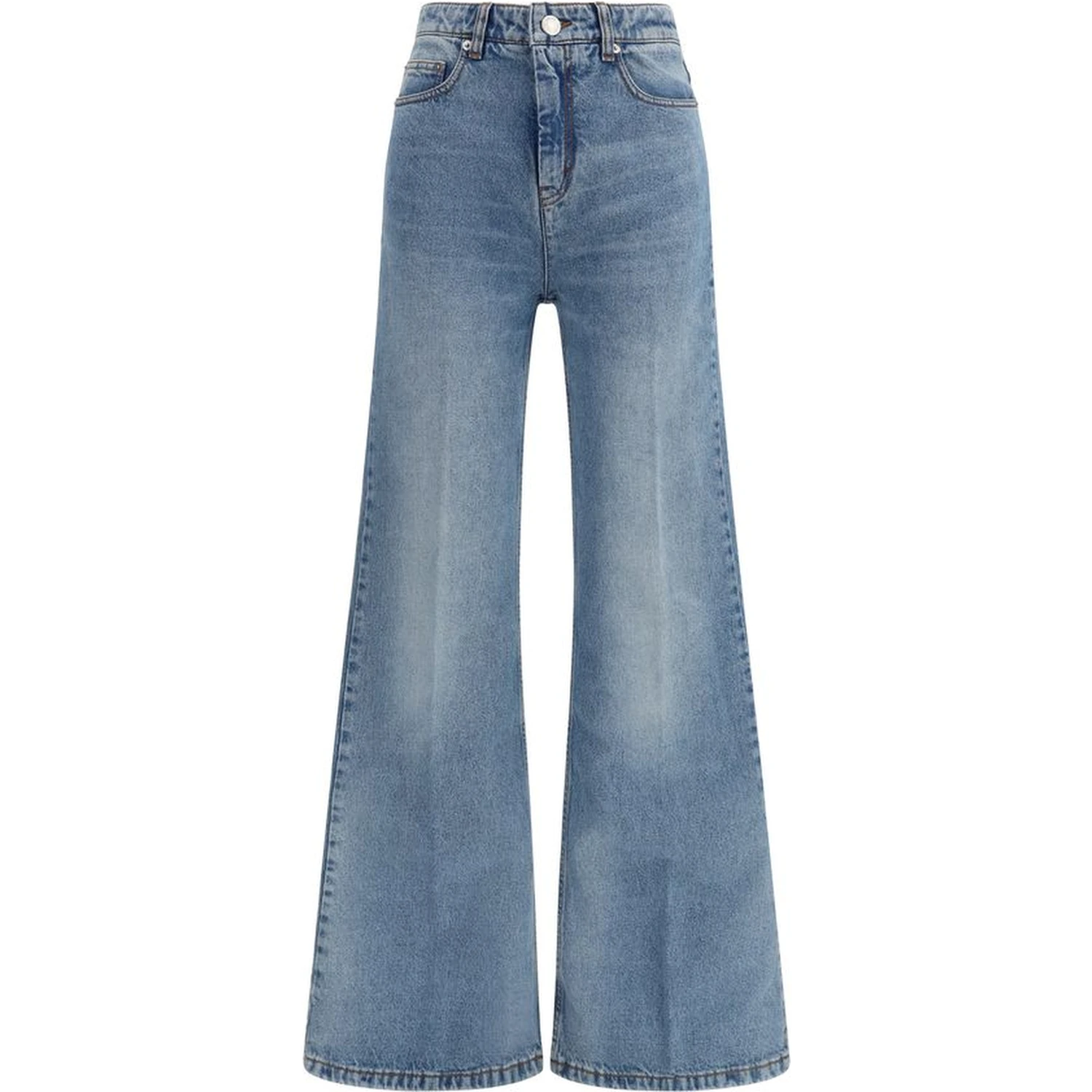 Blue Cotton Flared Jeans