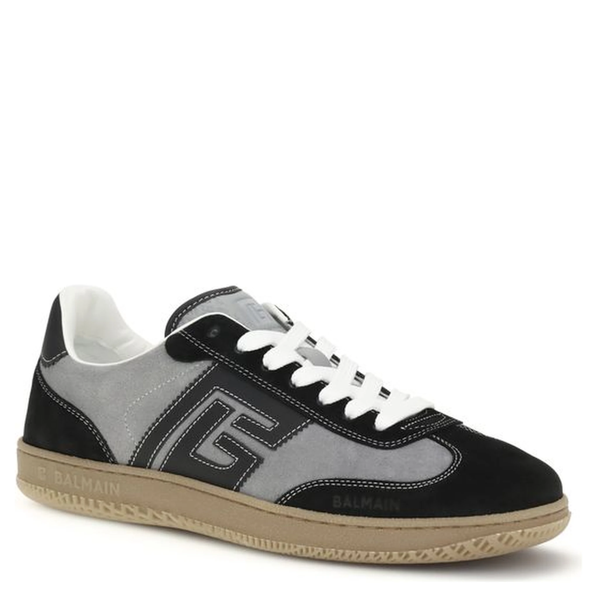 Gray Calf Leather Bos Taurus Low Top Sneakers
