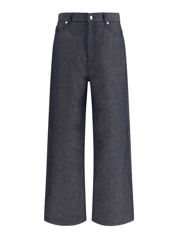 Blue Linen Relaxed Fit Jeans