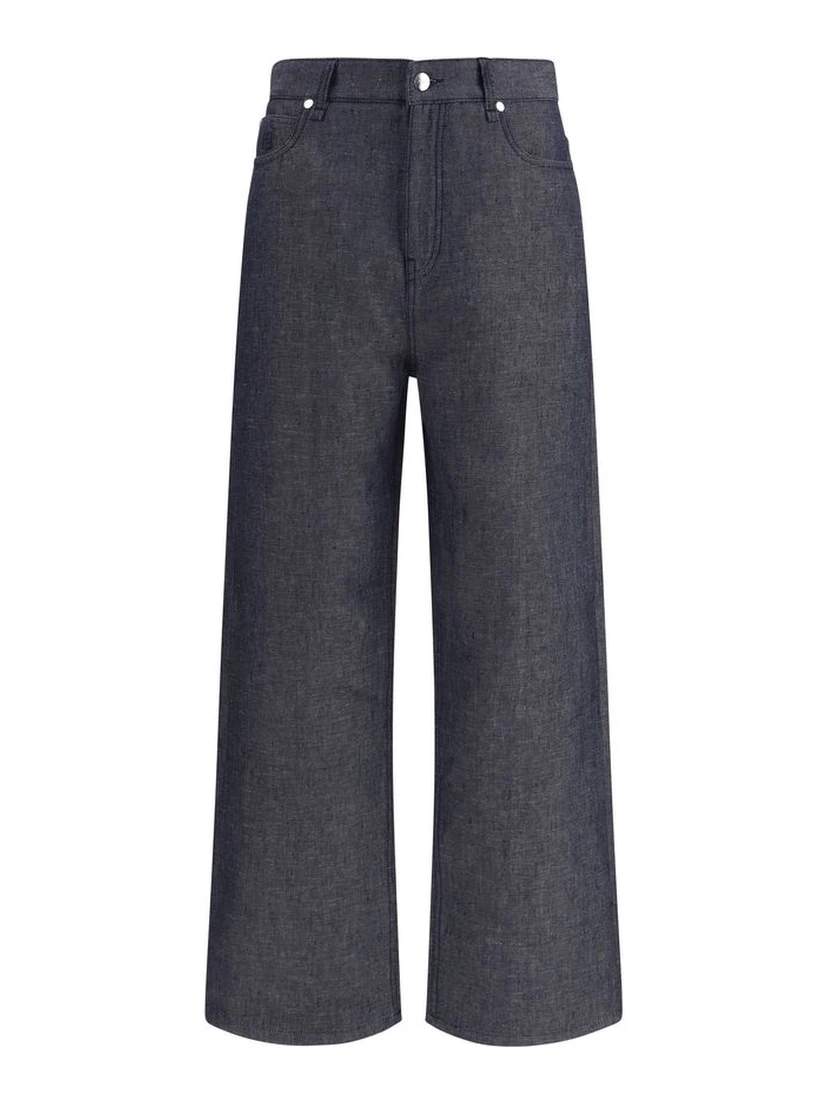 Blue Linen Relaxed Fit Jeans