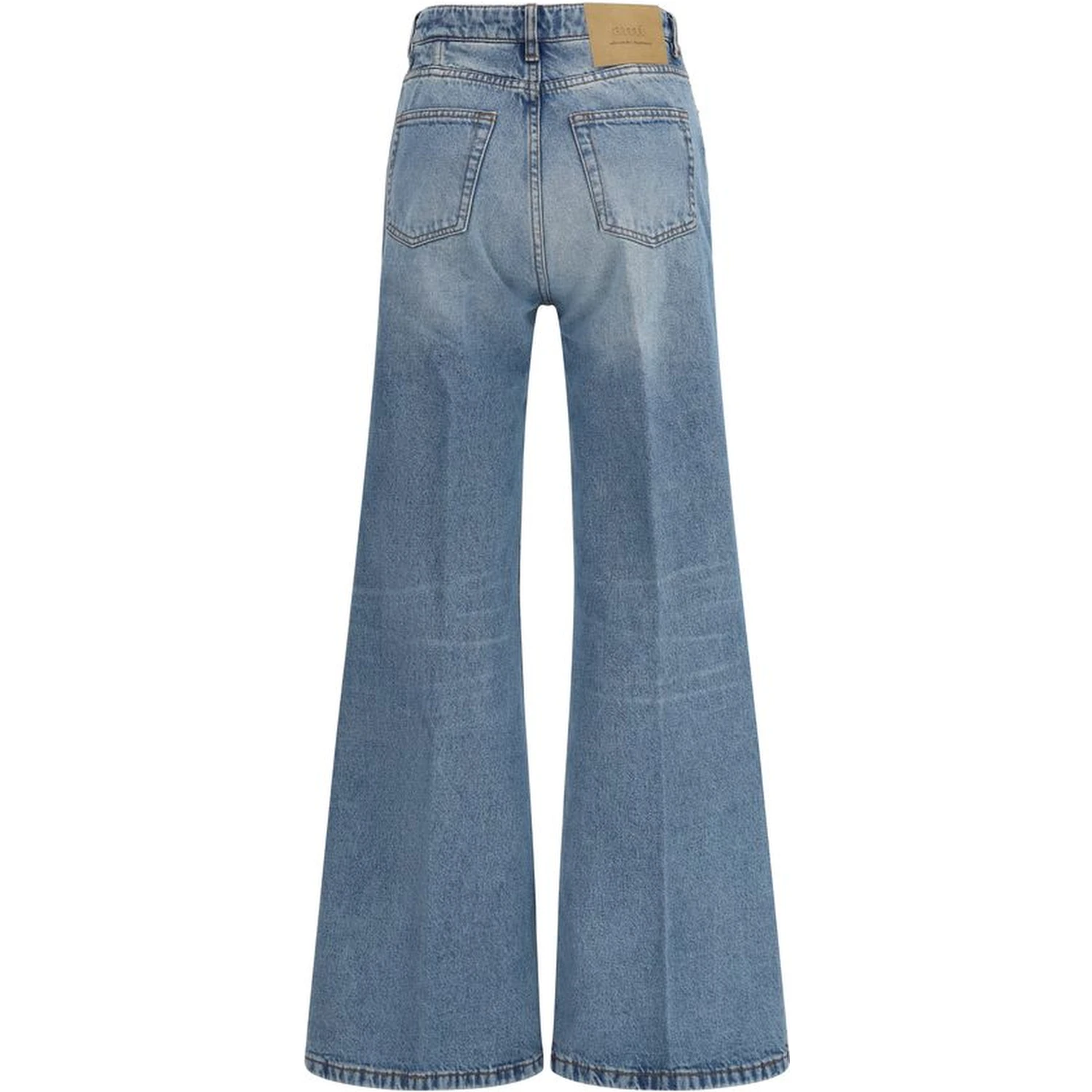 Blue Cotton Flared Jeans