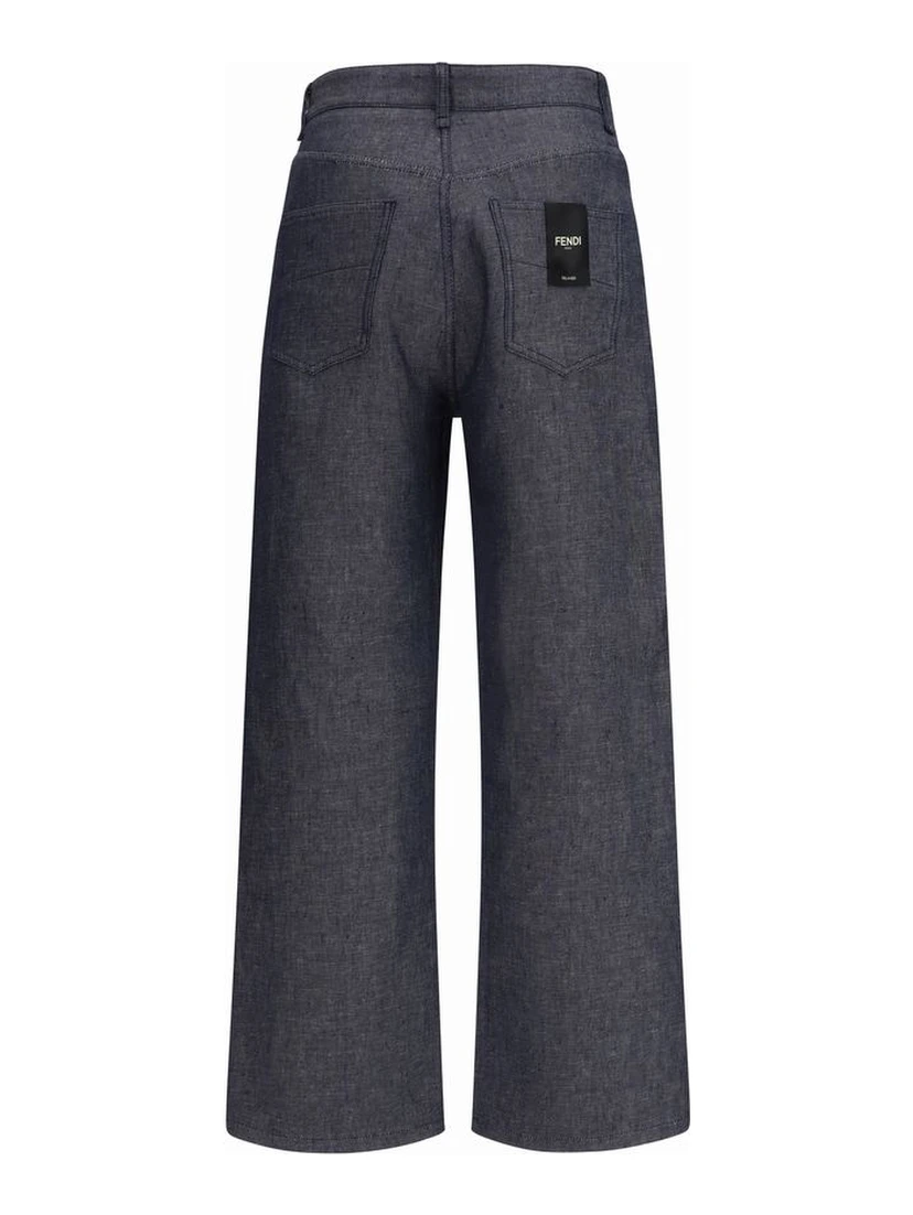 Blue Linen Relaxed Fit Jeans
