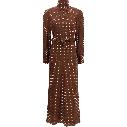 Brown Silk Casual Dress