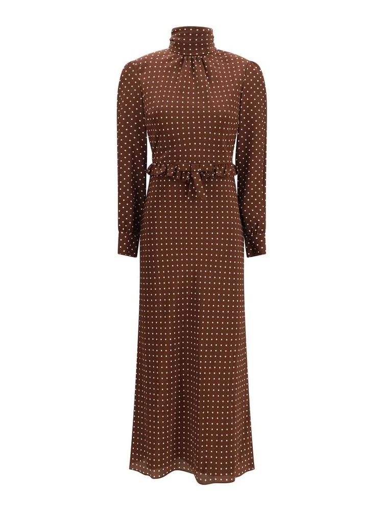 Brown Silk Casual Dress