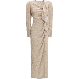 Beige Silk Casual Dress