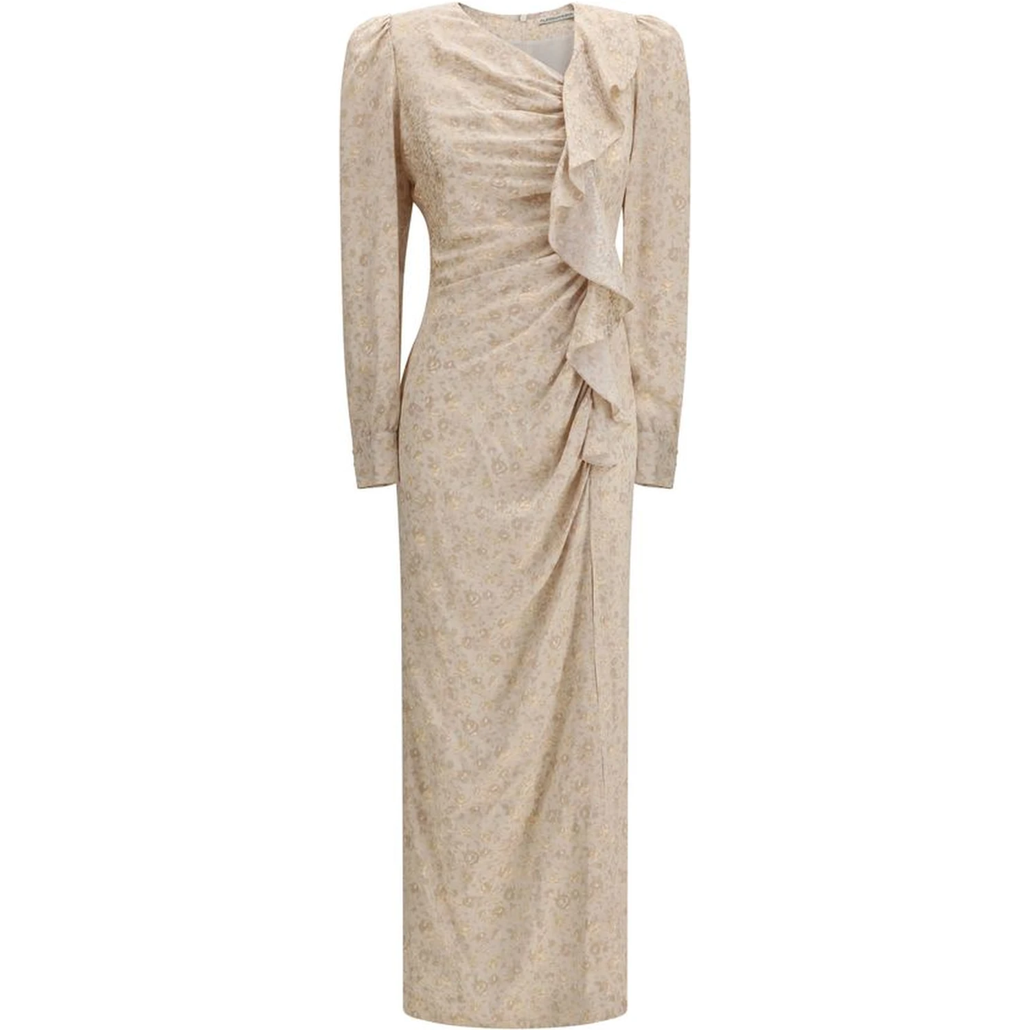 Beige Silk Casual Dress