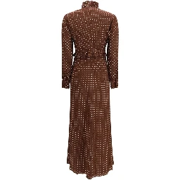 Brown Silk Casual Dress