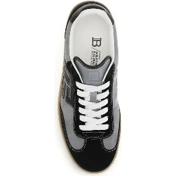 Gray Calf Leather Bos Taurus Low Top Sneakers