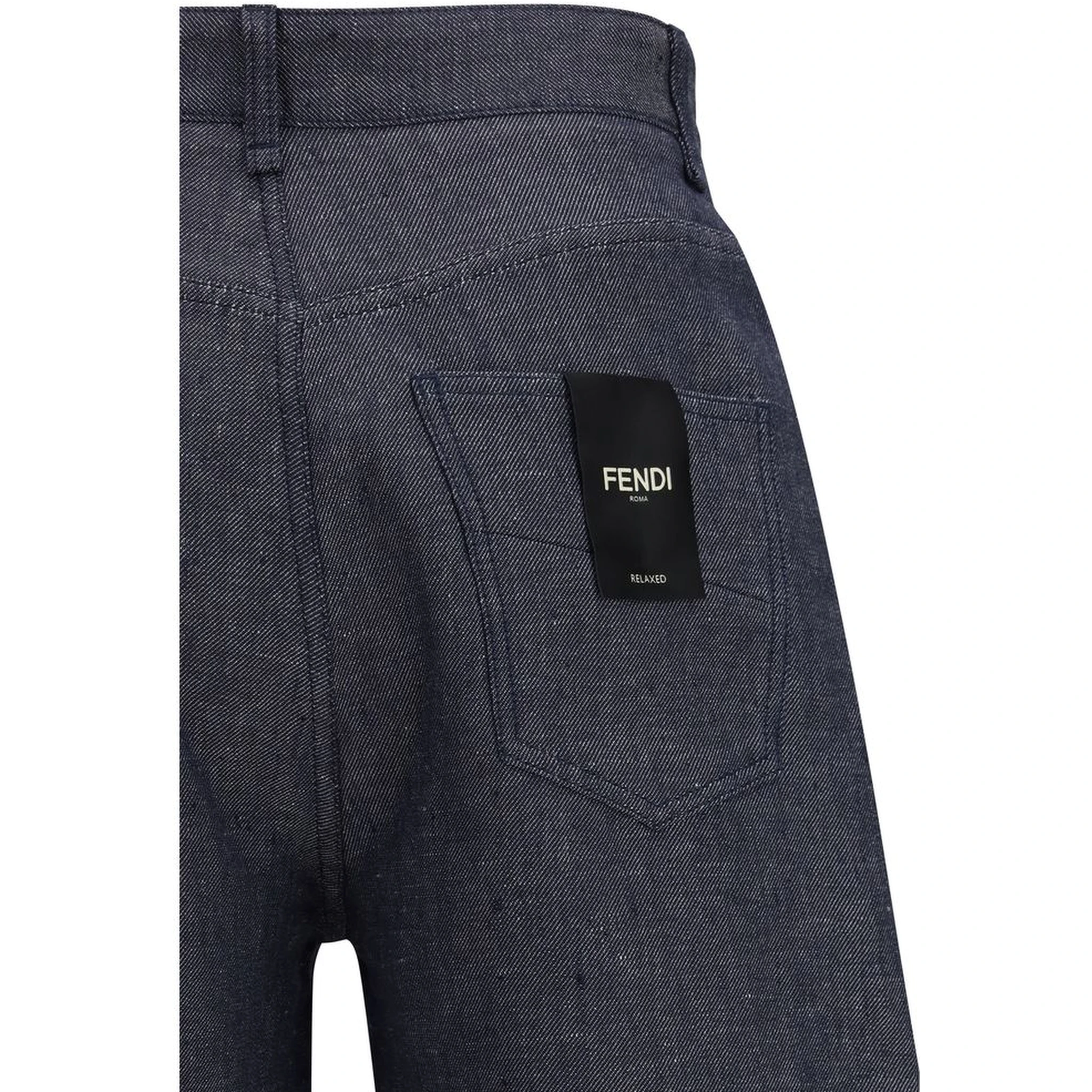 Blue Linen Relaxed Fit Jeans