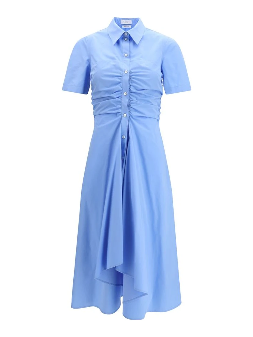 Blue Cotton Casual Dress