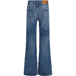 Blue Cotton Flared Jeans
