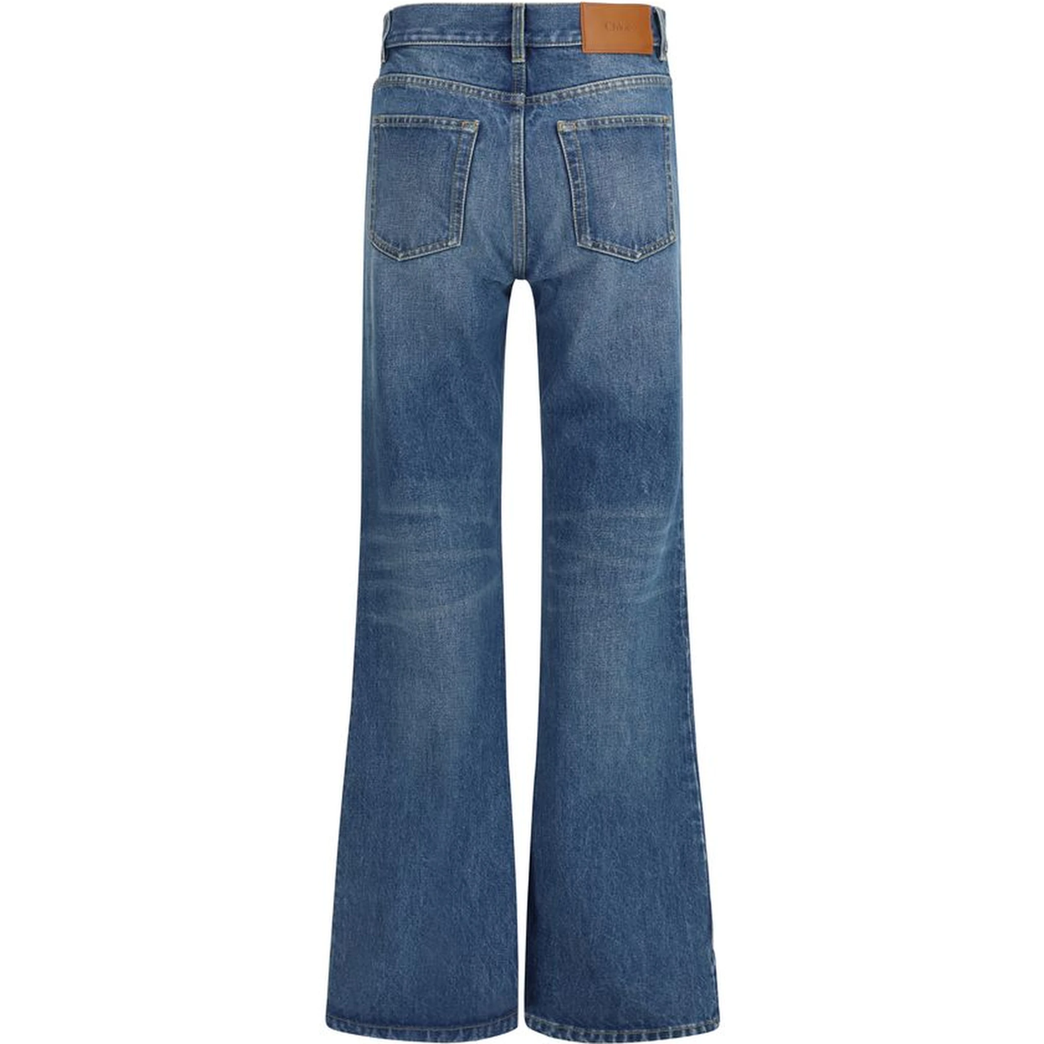 Blue Cotton Flared Jeans