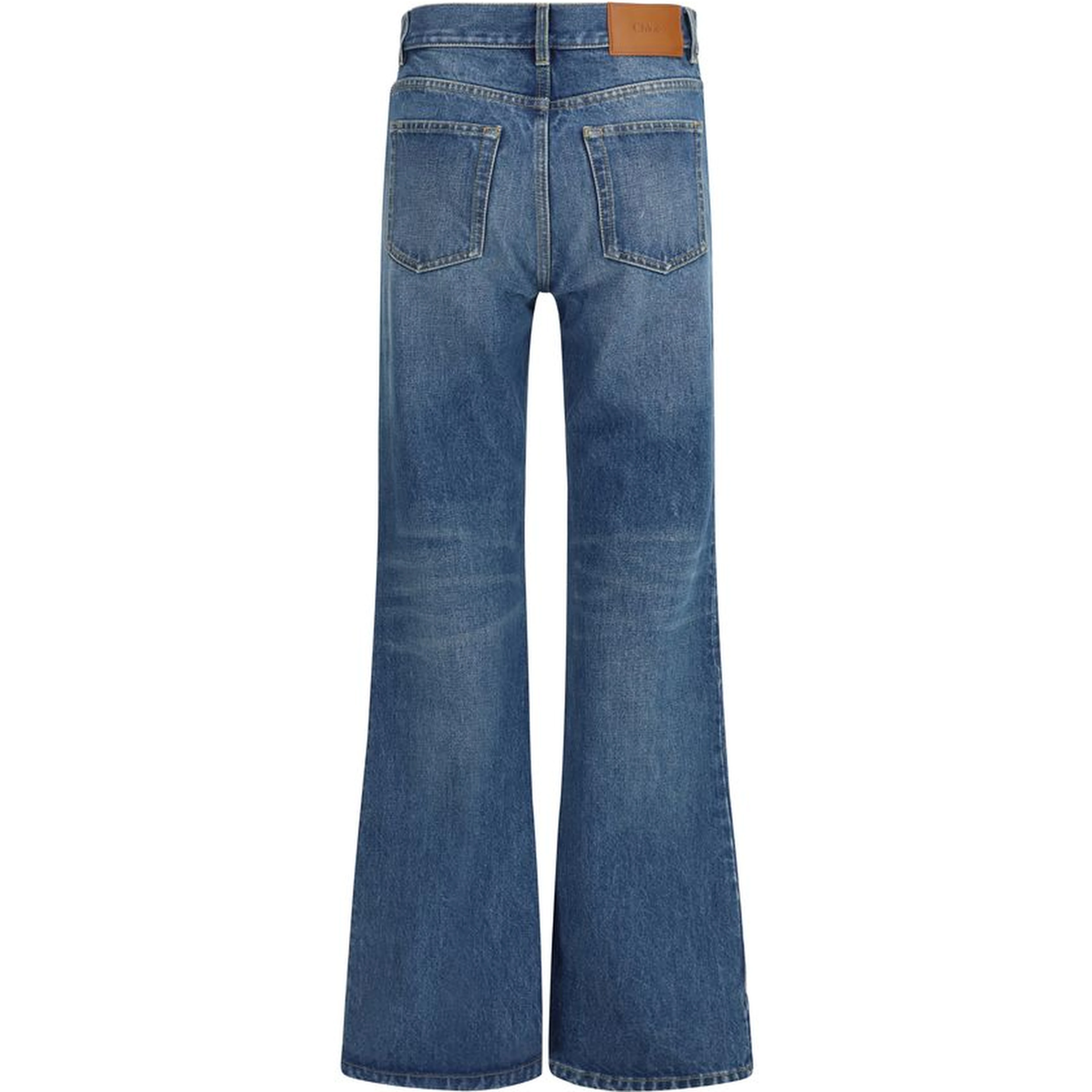Blue Cotton Flared Jeans