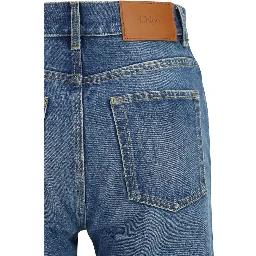 Blue Cotton Flared Jeans