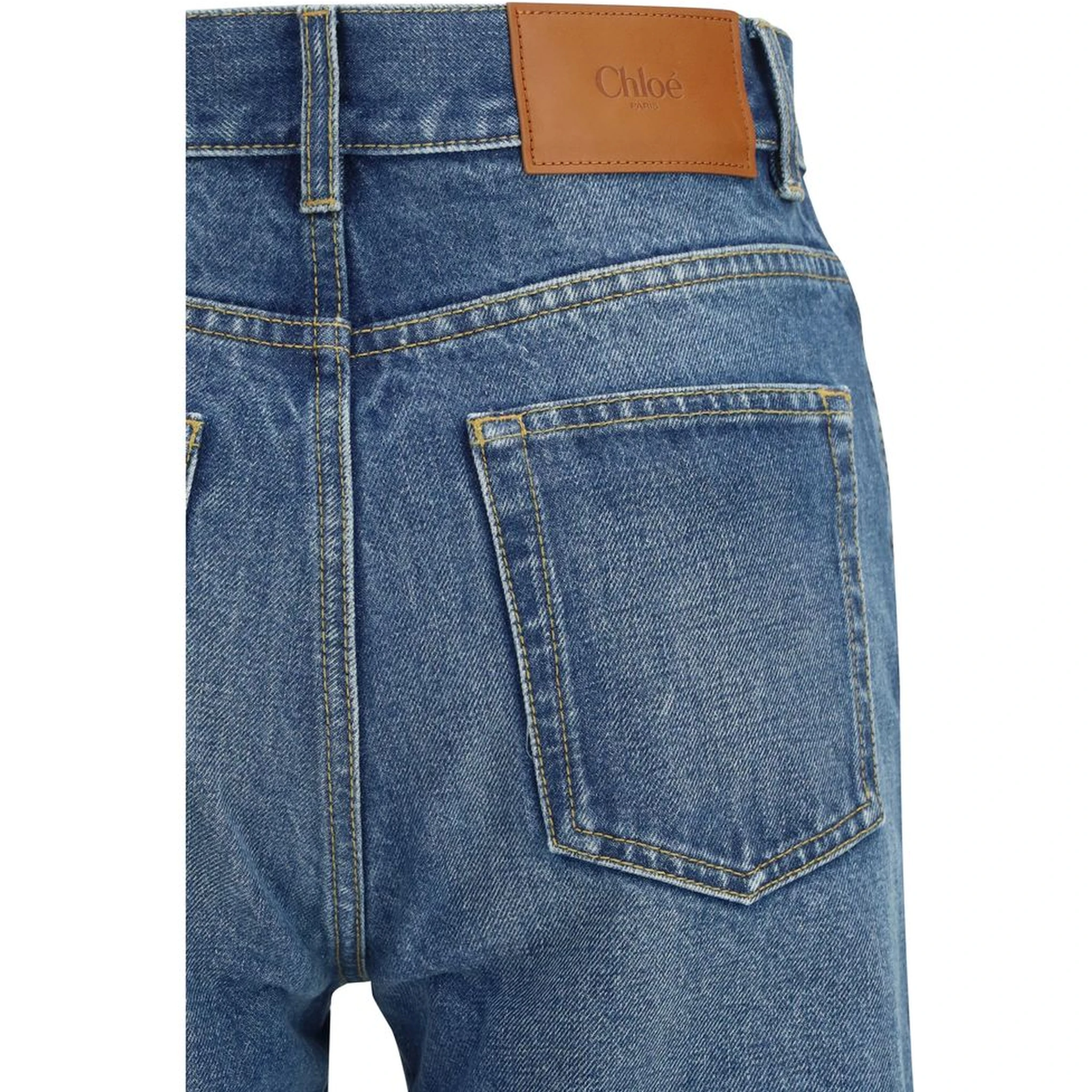 Blue Cotton Flared Jeans