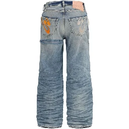 Blue Viscose Relaxed Fit Jeans