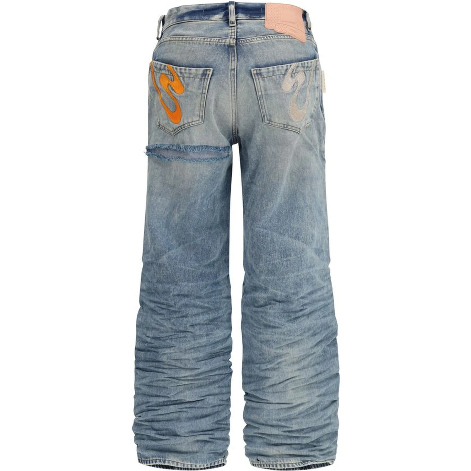 Blue Viscose Relaxed Fit Jeans