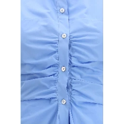 Blue Cotton Casual Dress