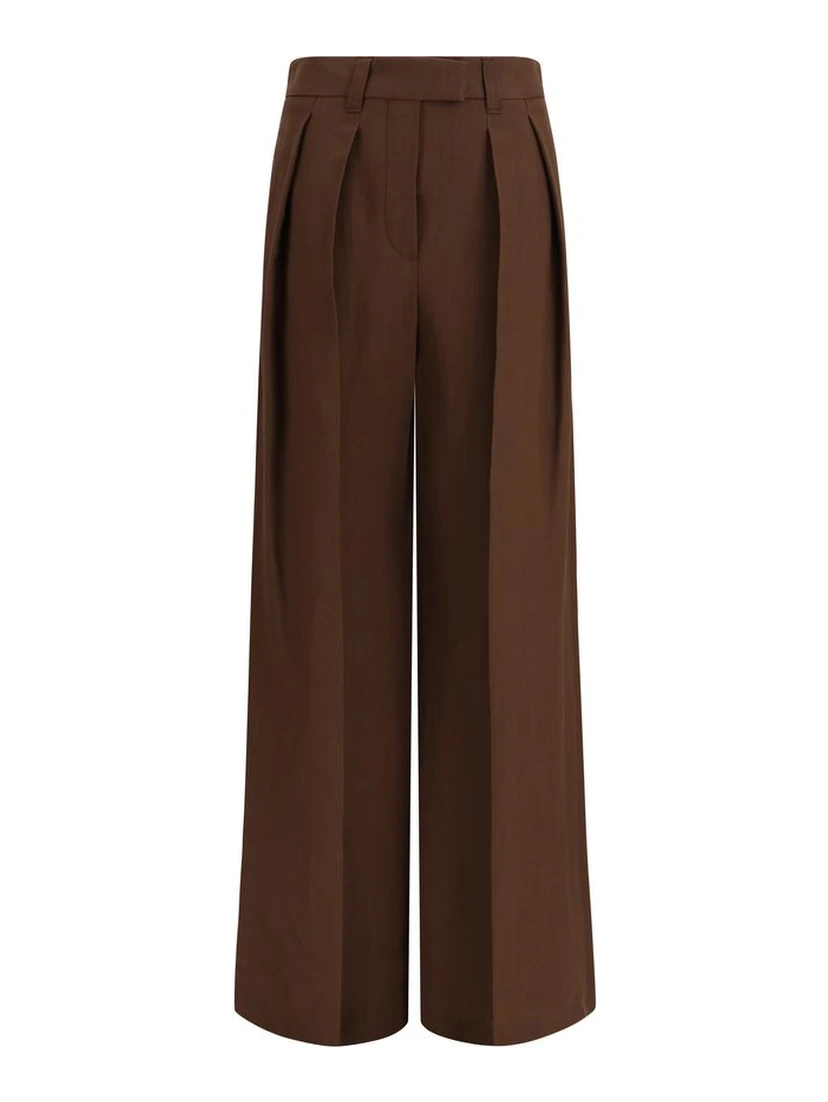 Brown Viscose Casual Pants