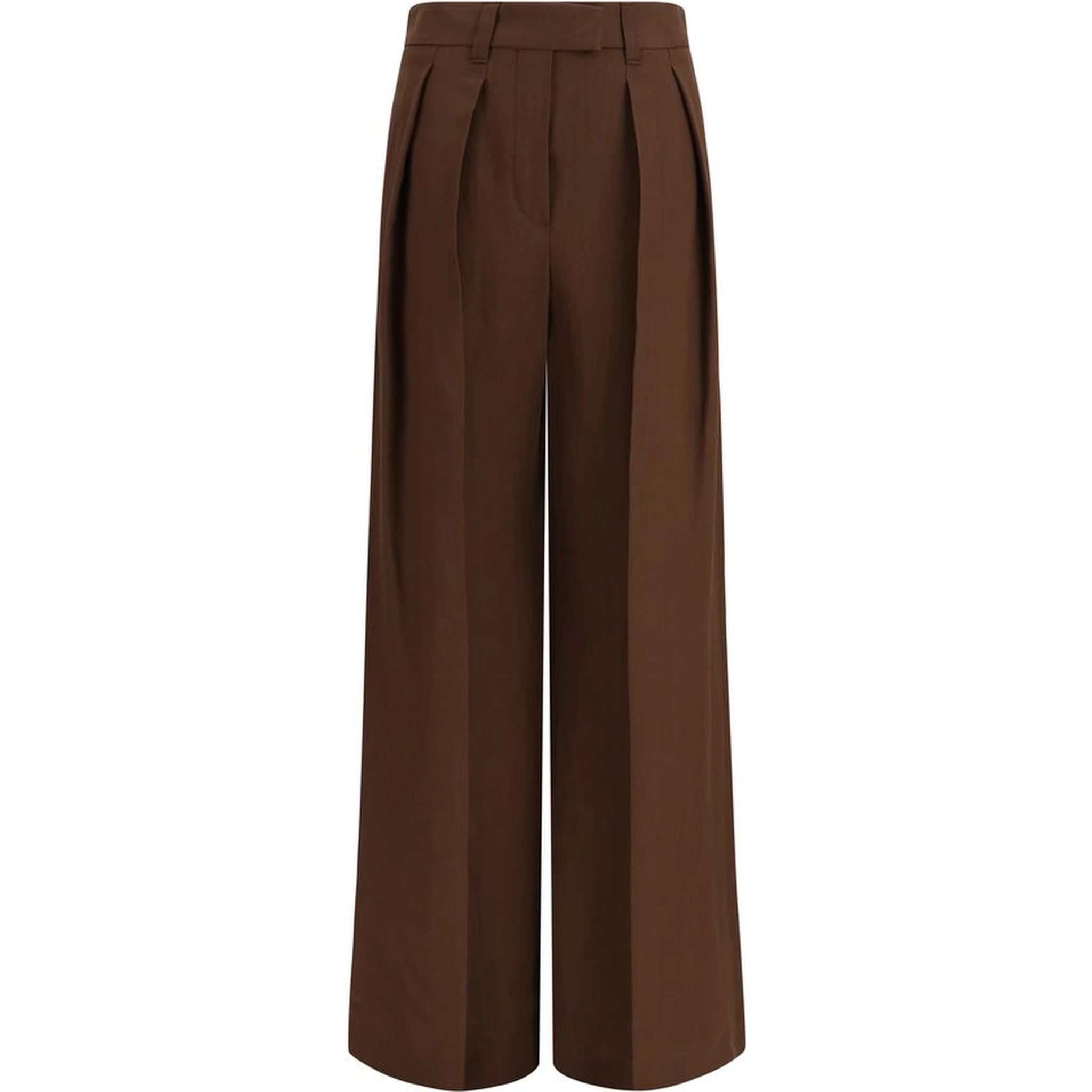 Brown Viscose Casual Pants