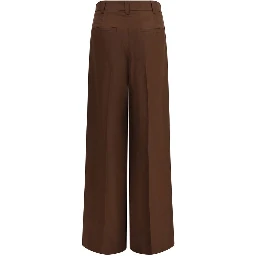 Brown Viscose Casual Pants