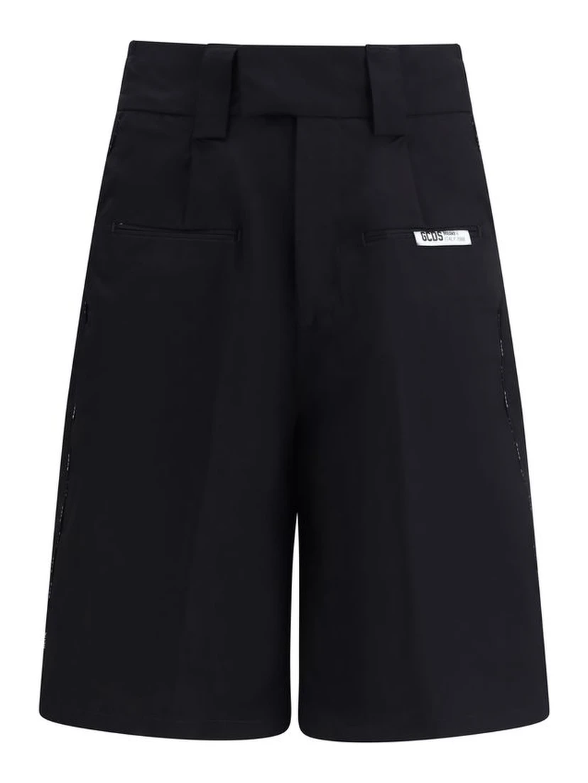 Black Cotton Bermuda Shorts