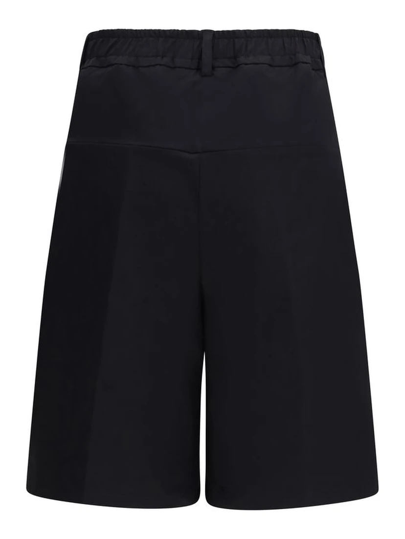 Black Cotton Bermuda Shorts