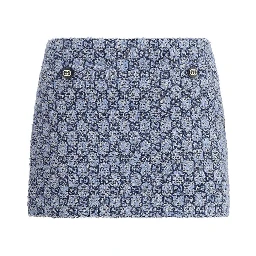 Blue Cotton Mini Skirt