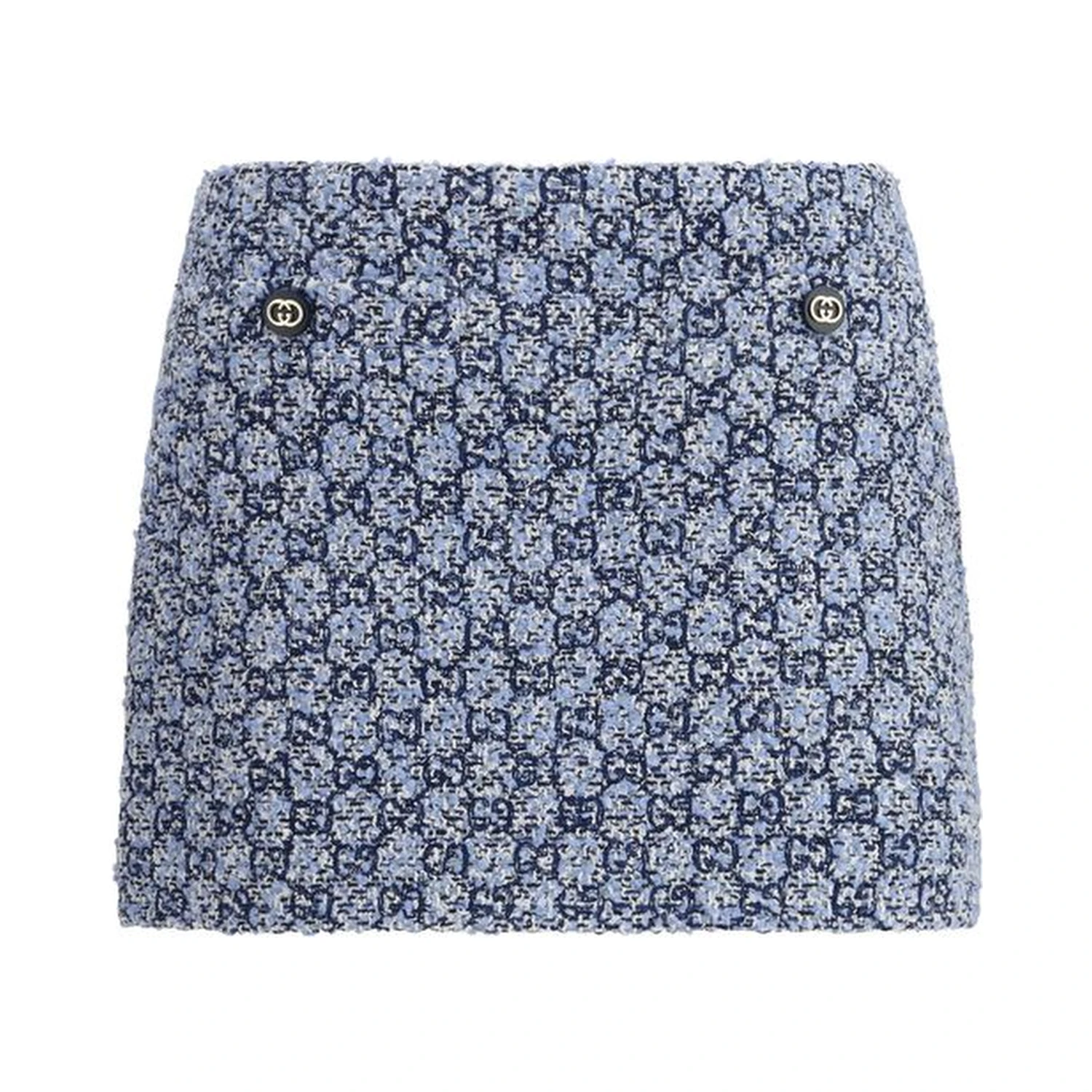 Blue Cotton Mini Skirt